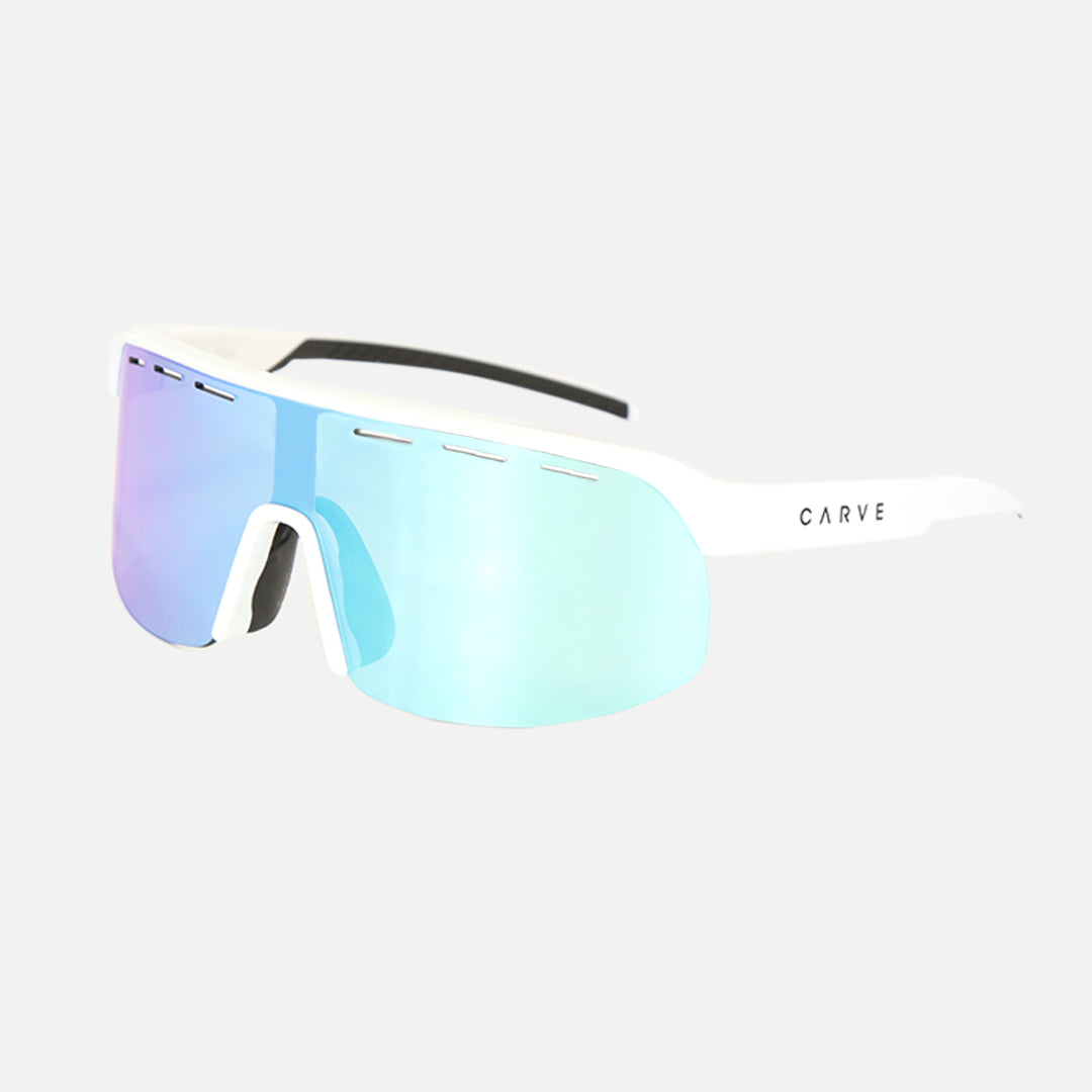 Velocity - Frame: Gloss White <br> Lens: Rose with External Blue Iridium plus Venting
