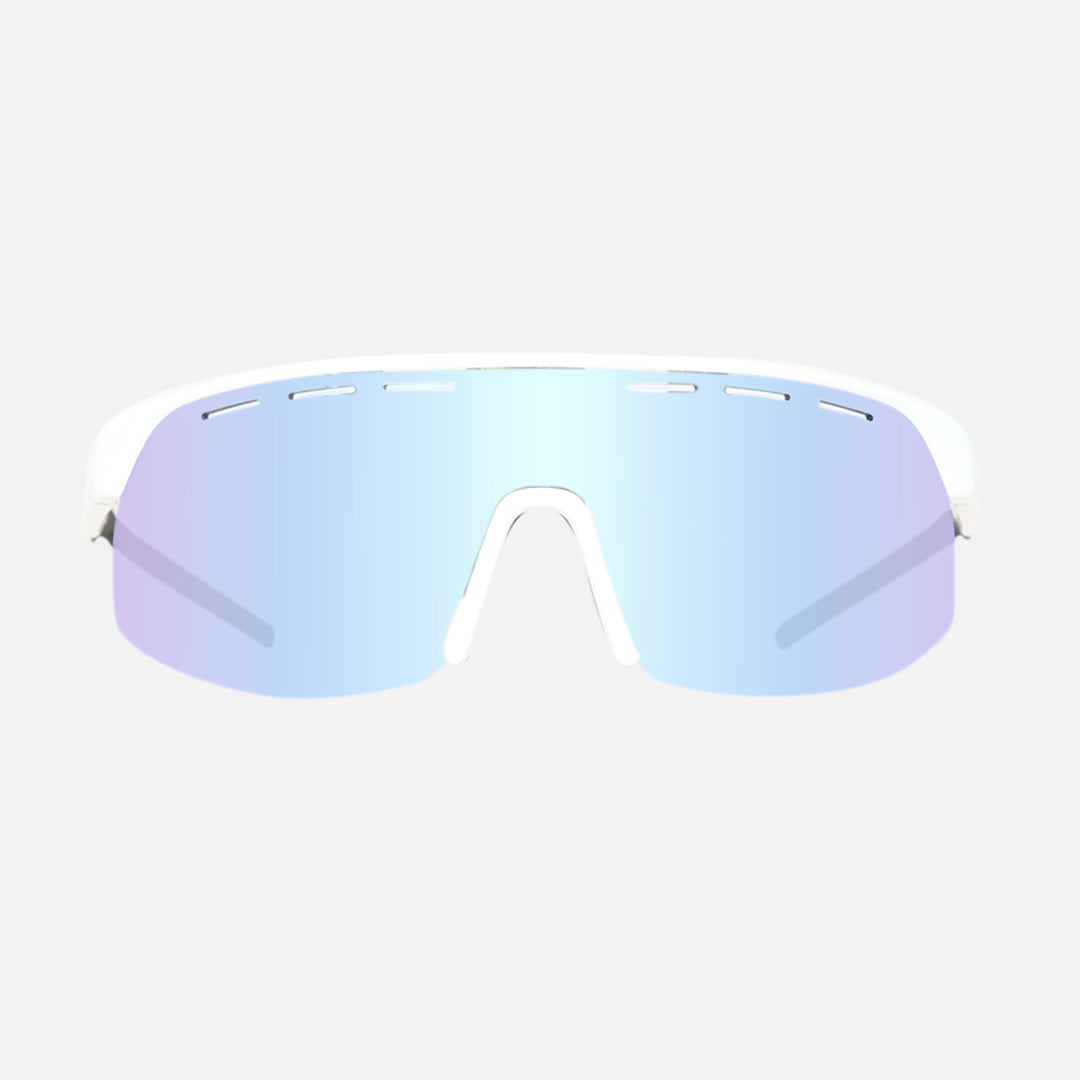 Velocity - Frame: Gloss White <br> Lens: Rose with External Blue Iridium plus Venting