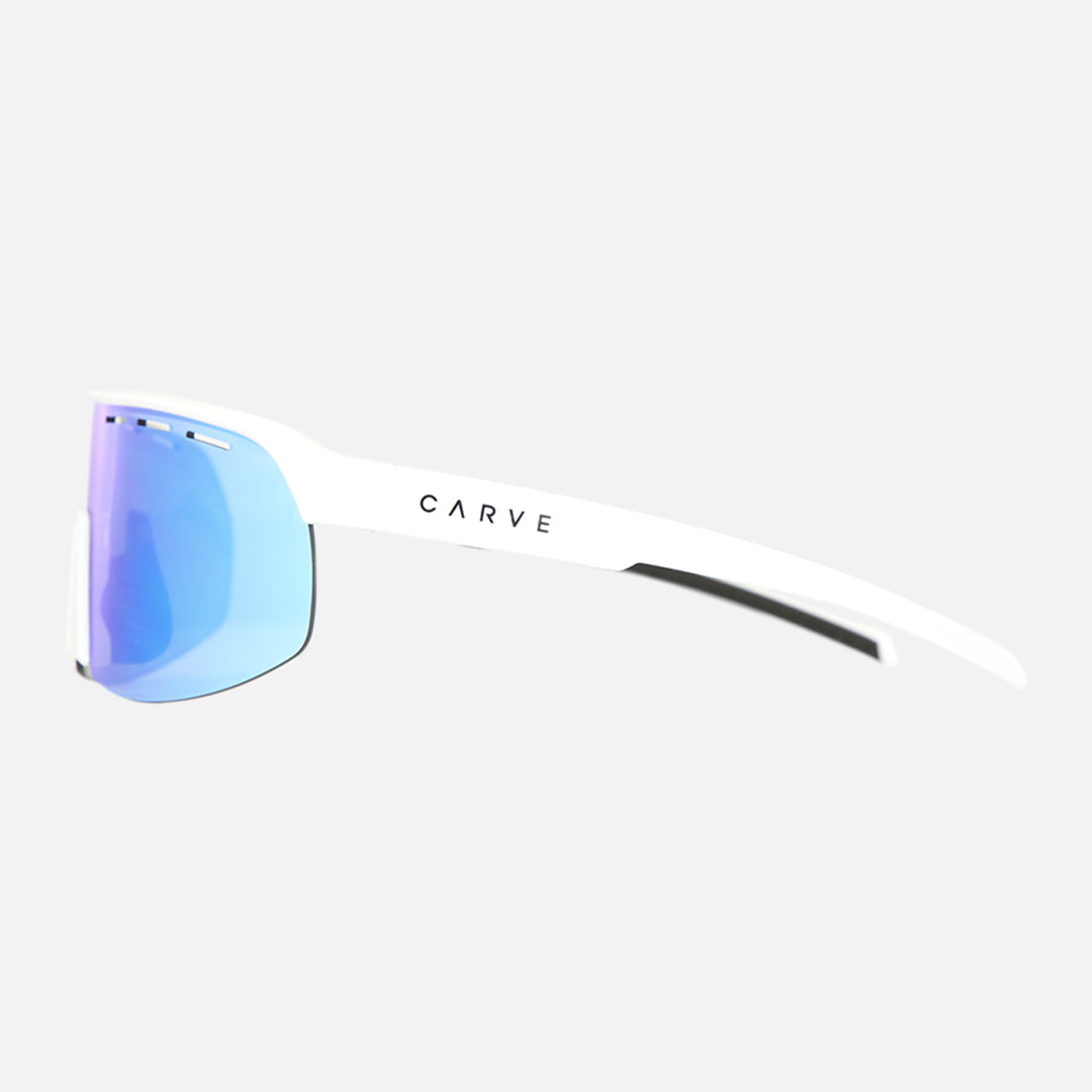 Velocity - Frame: Gloss White <br> Lens: Rose with External Blue Iridium plus Venting
