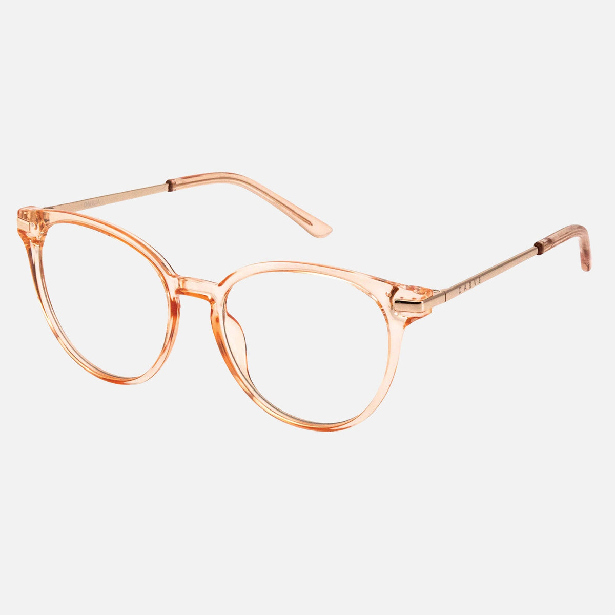 Dahlia - Blue Light Crystal Pink Champagne Frame Glasses