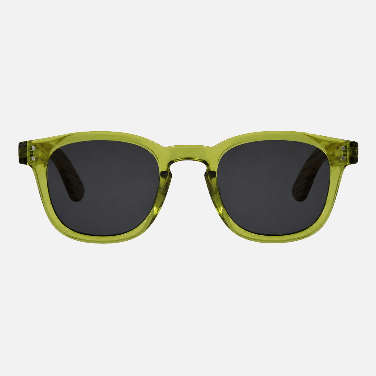Havana - Crystal Green Frame with Wooden Temple Grey Polarized Lens