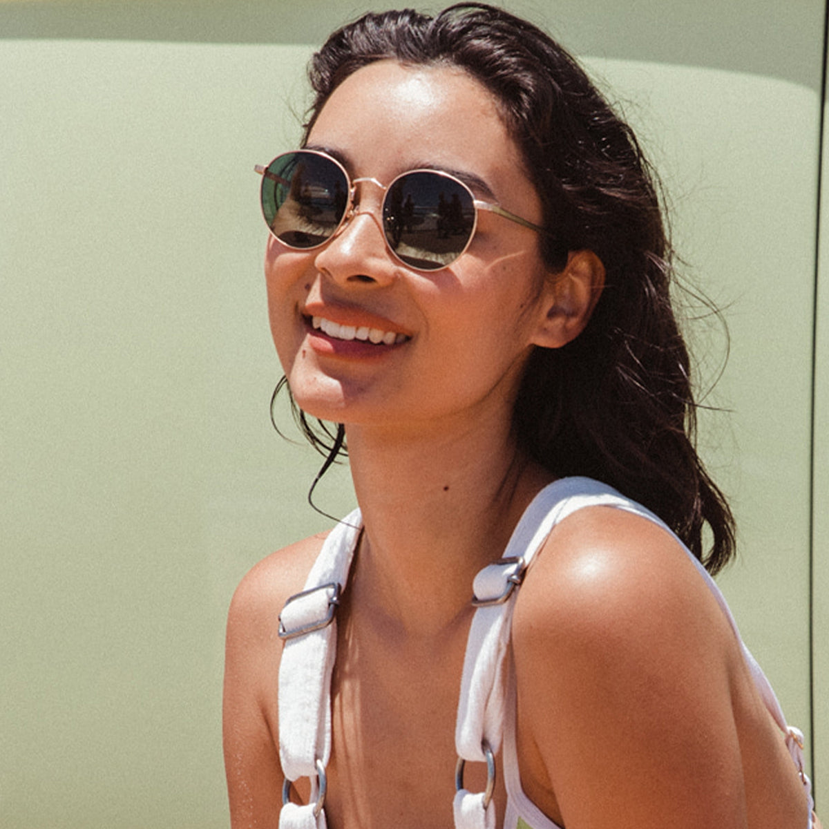 Heidi - Brushed Gold Frame Green Lens