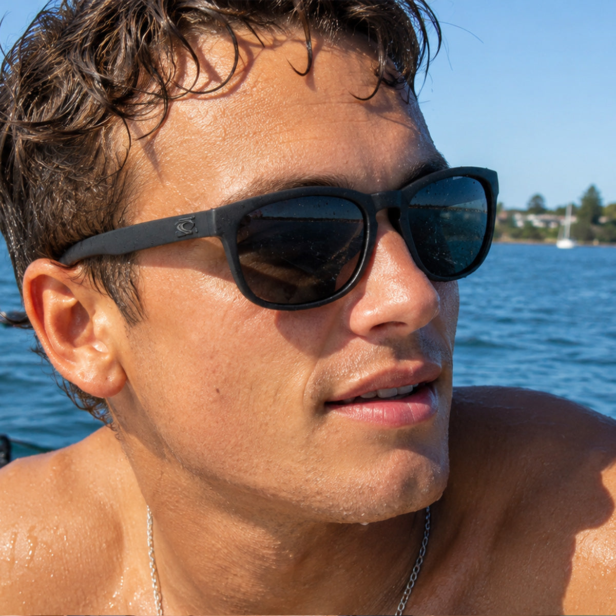 Bohemia - Floating Matt Black Frame with Grey Injected Polarized Hydrophobic Lens