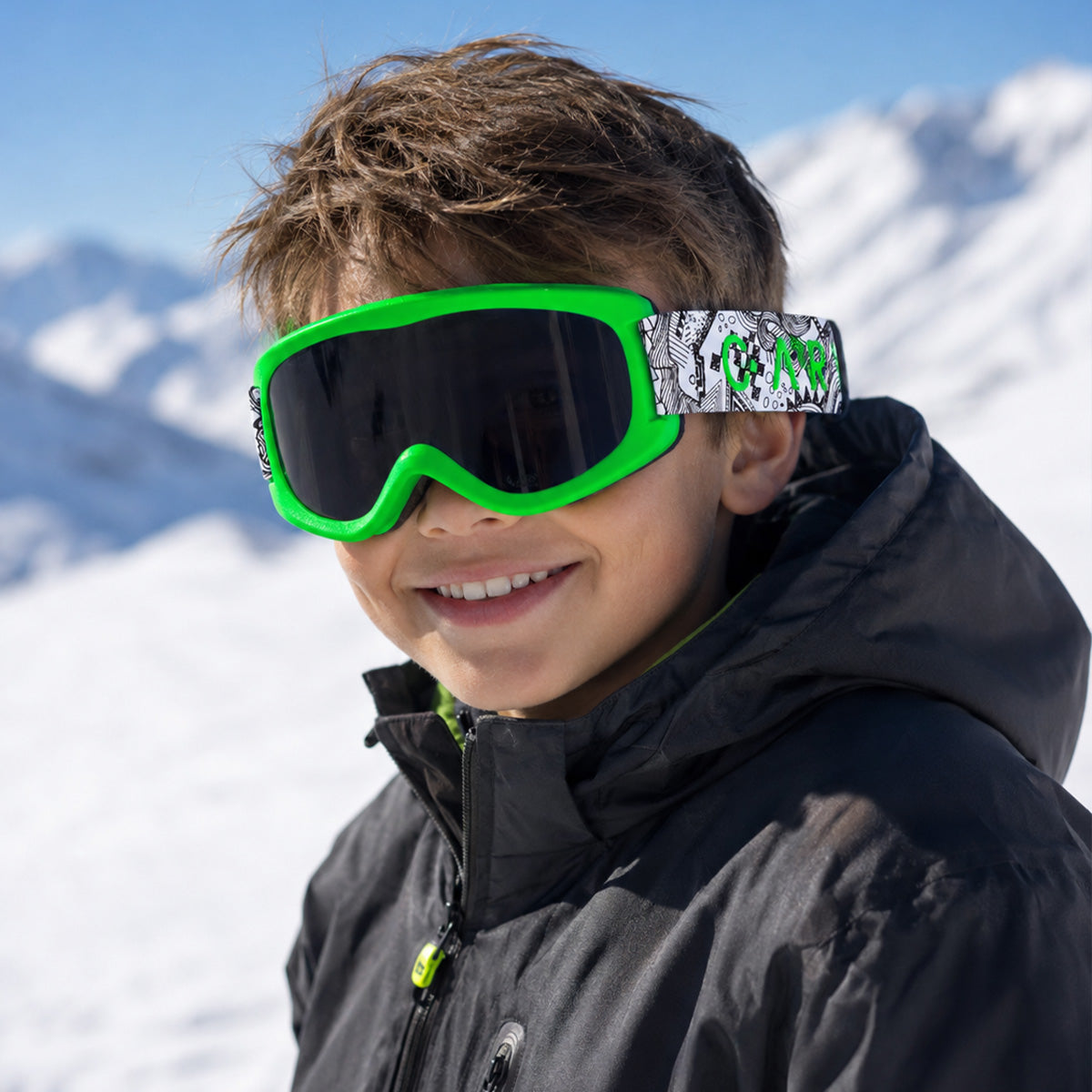 Magic Carpet - Matt Green Frame, Grey Lens & Printed Strap