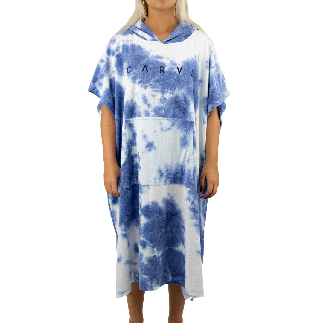 Tie Dye Vibes - Toddler Beach Poncho - Blue/White