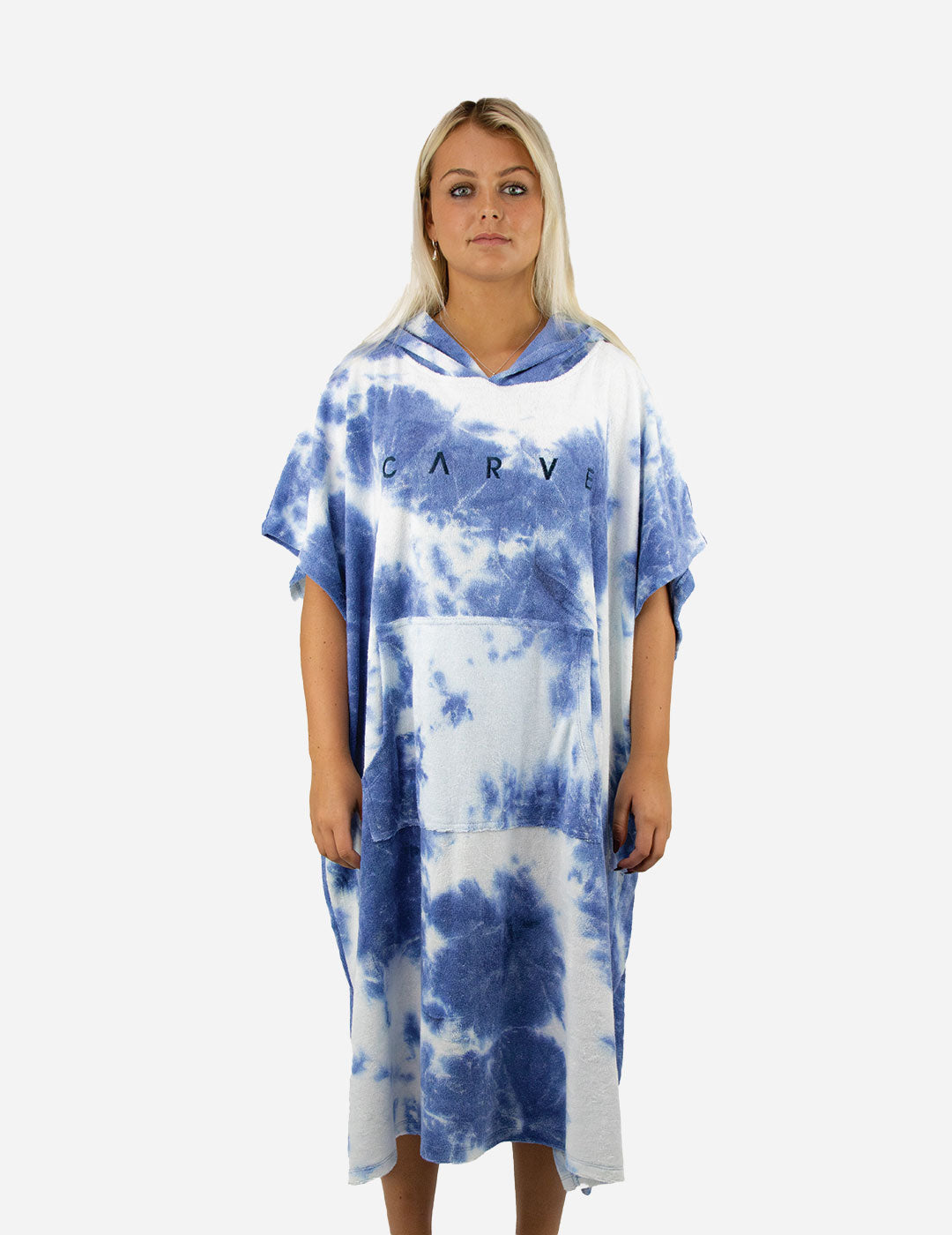 Tie Dye Vibes - Youth Beach Poncho - Blue/White