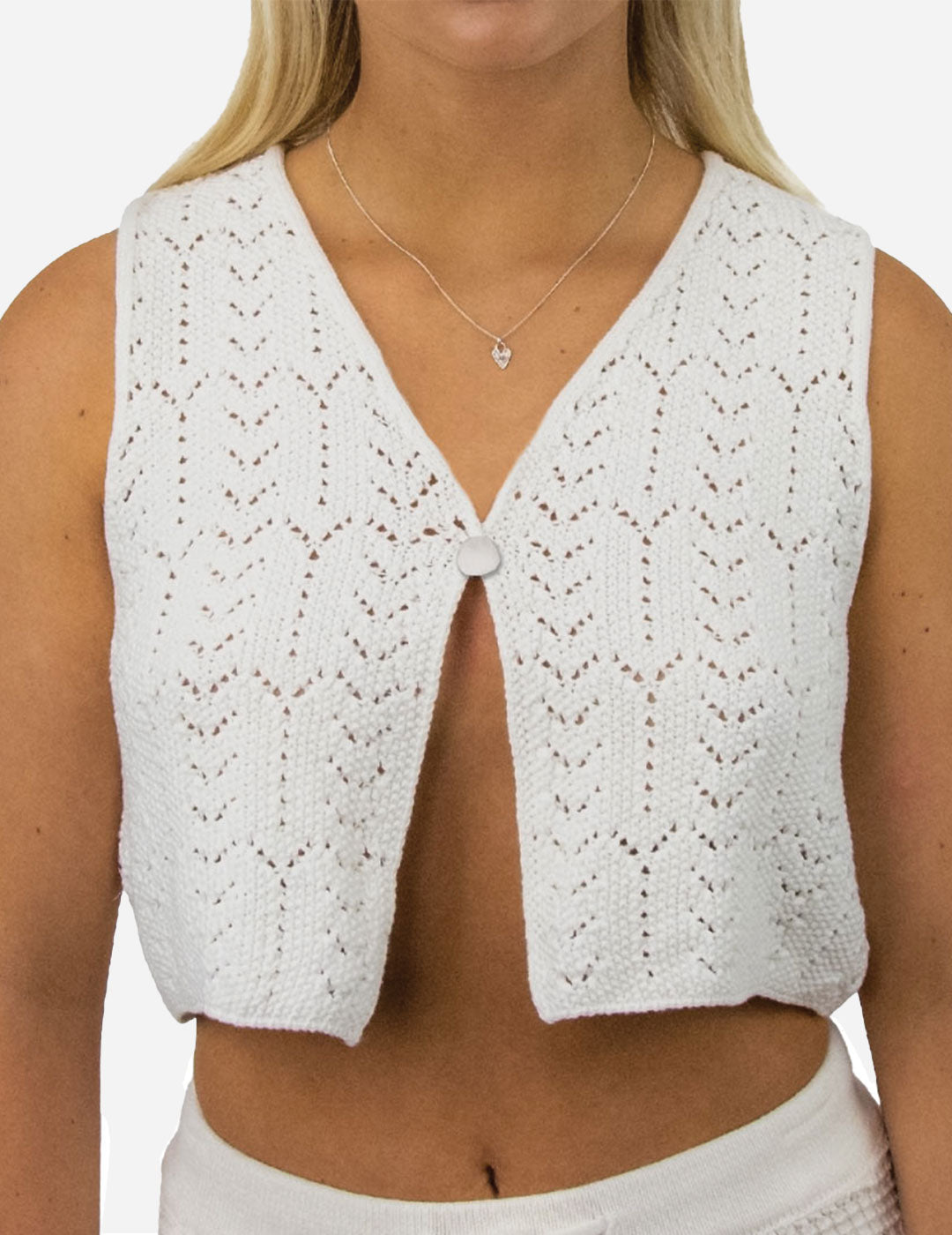 La Jolla - Women's Crochet Vest - Cream