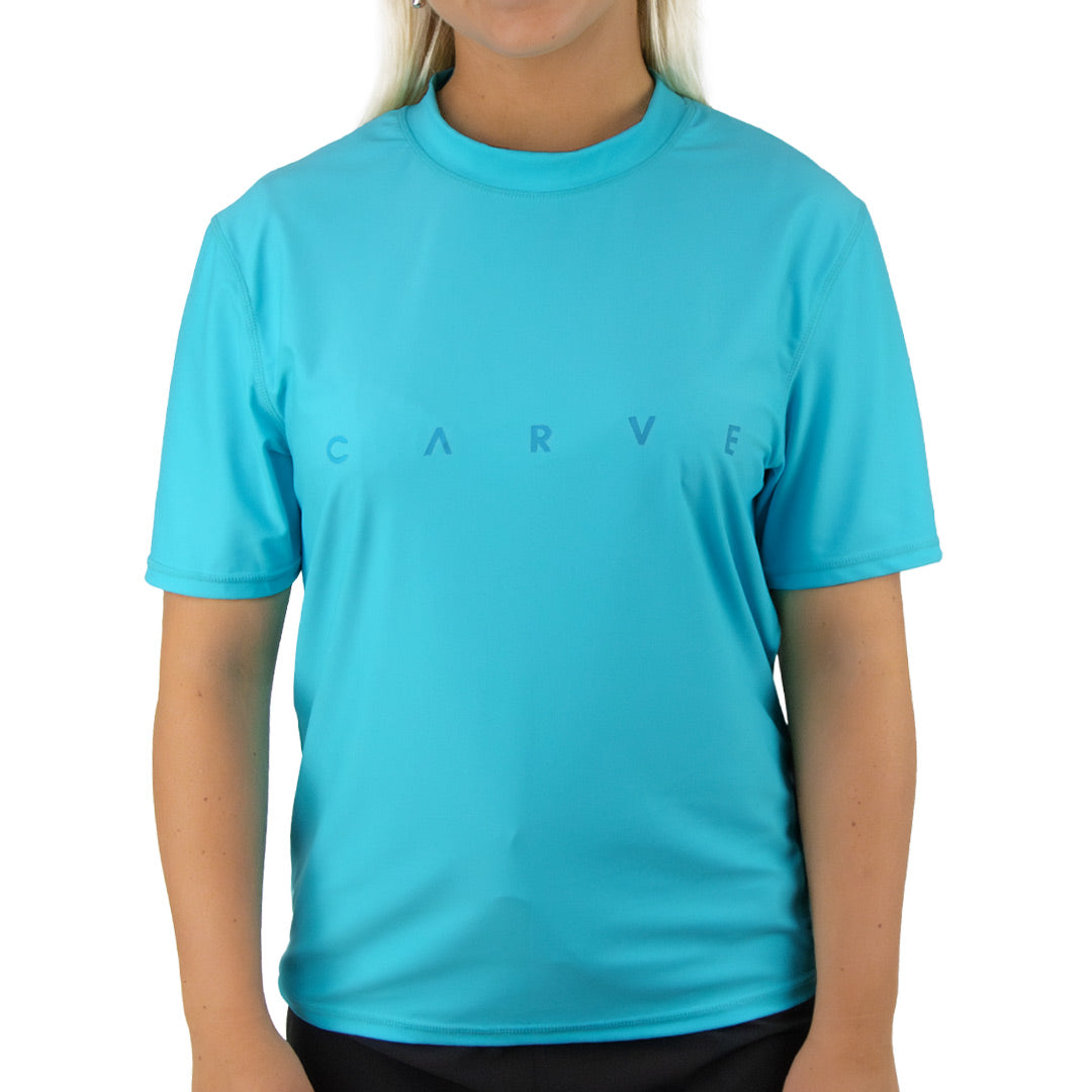 Wipe Out - Girls Short Sleeve Rash Vest - Aqua