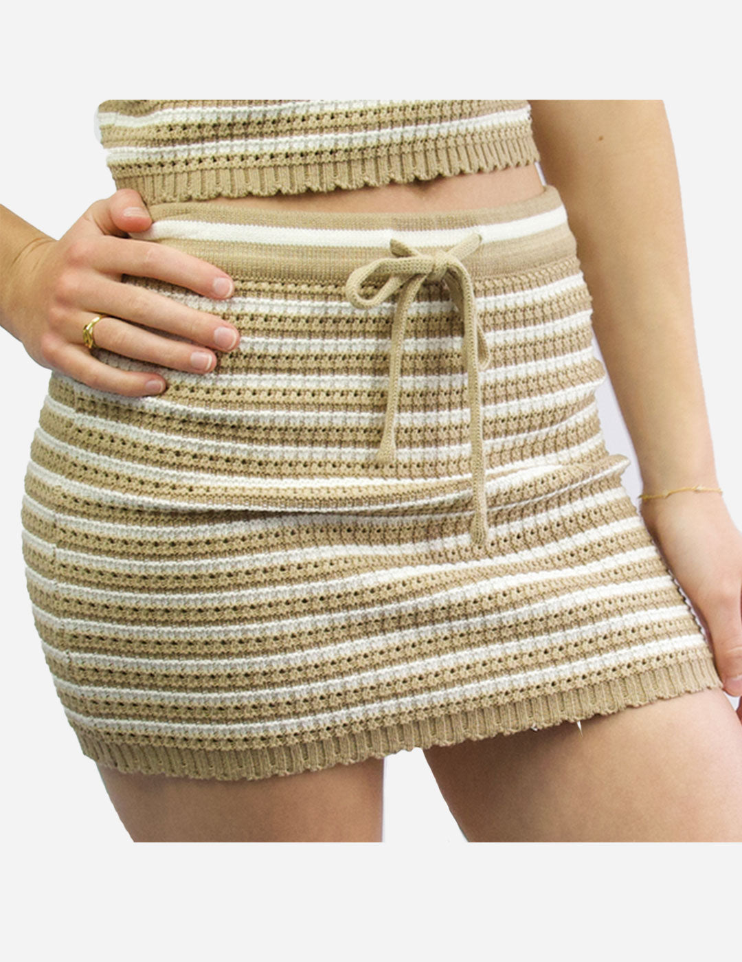 CHANGU - Women's crochet skirt - Mocha Stripe