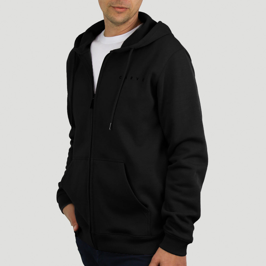 Knarley - Men's Zip Front Hoodie - Black