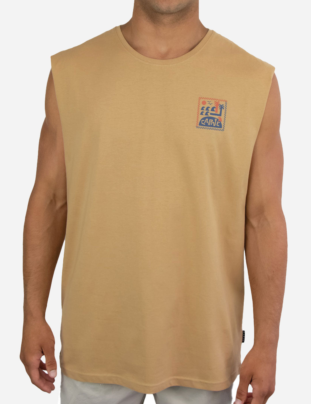 Palm Island - Mens Muscle Tee - Dark Sand