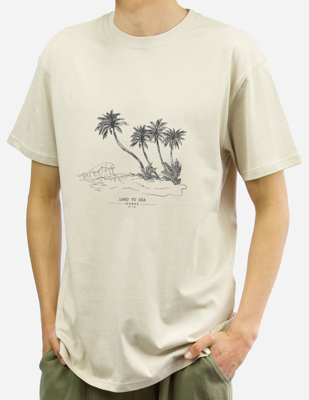 LAND TO SEA - Men's Basic Short Sleeve Tee - Oat