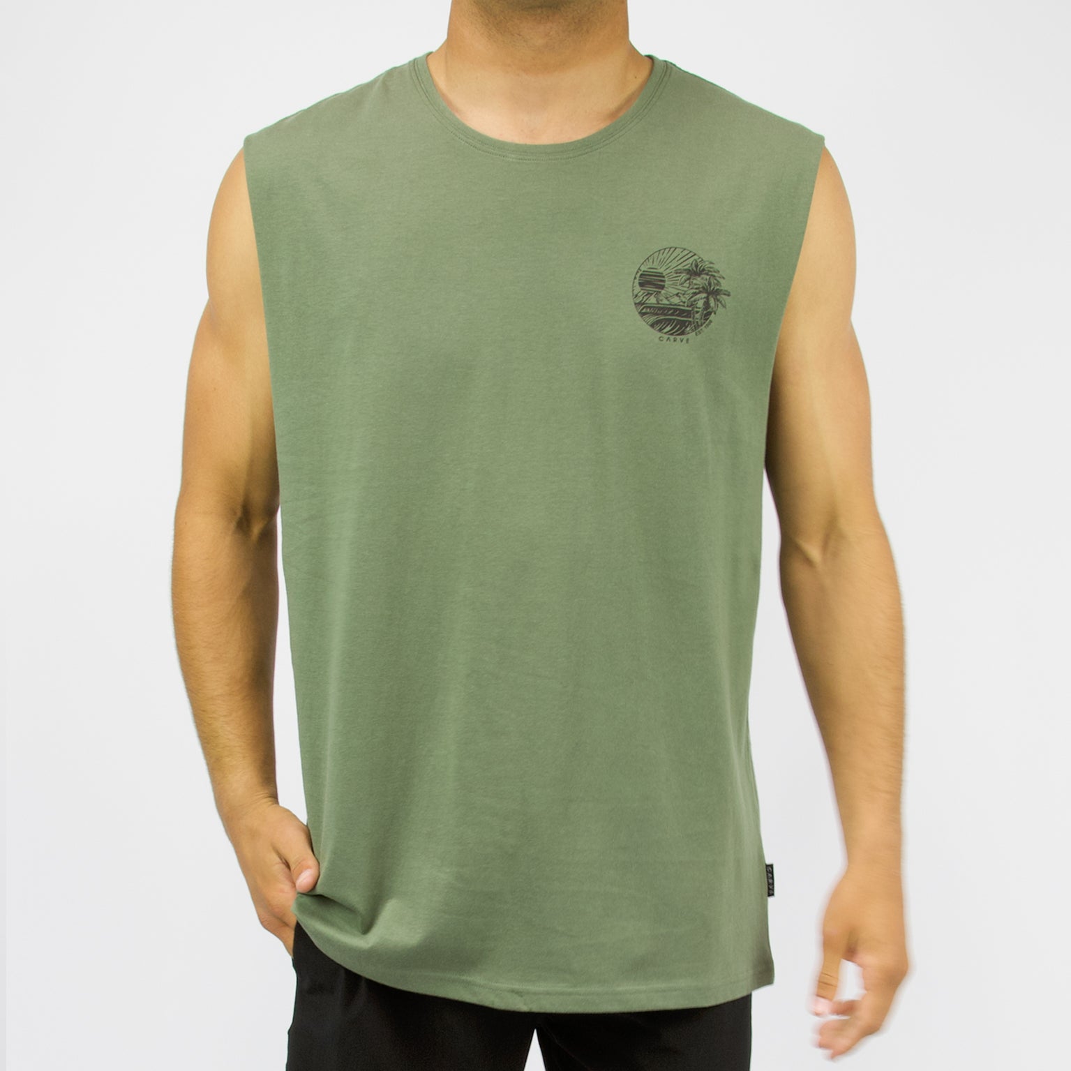 EVENTIDE - Men's sleeveless muscle top - Moss Green