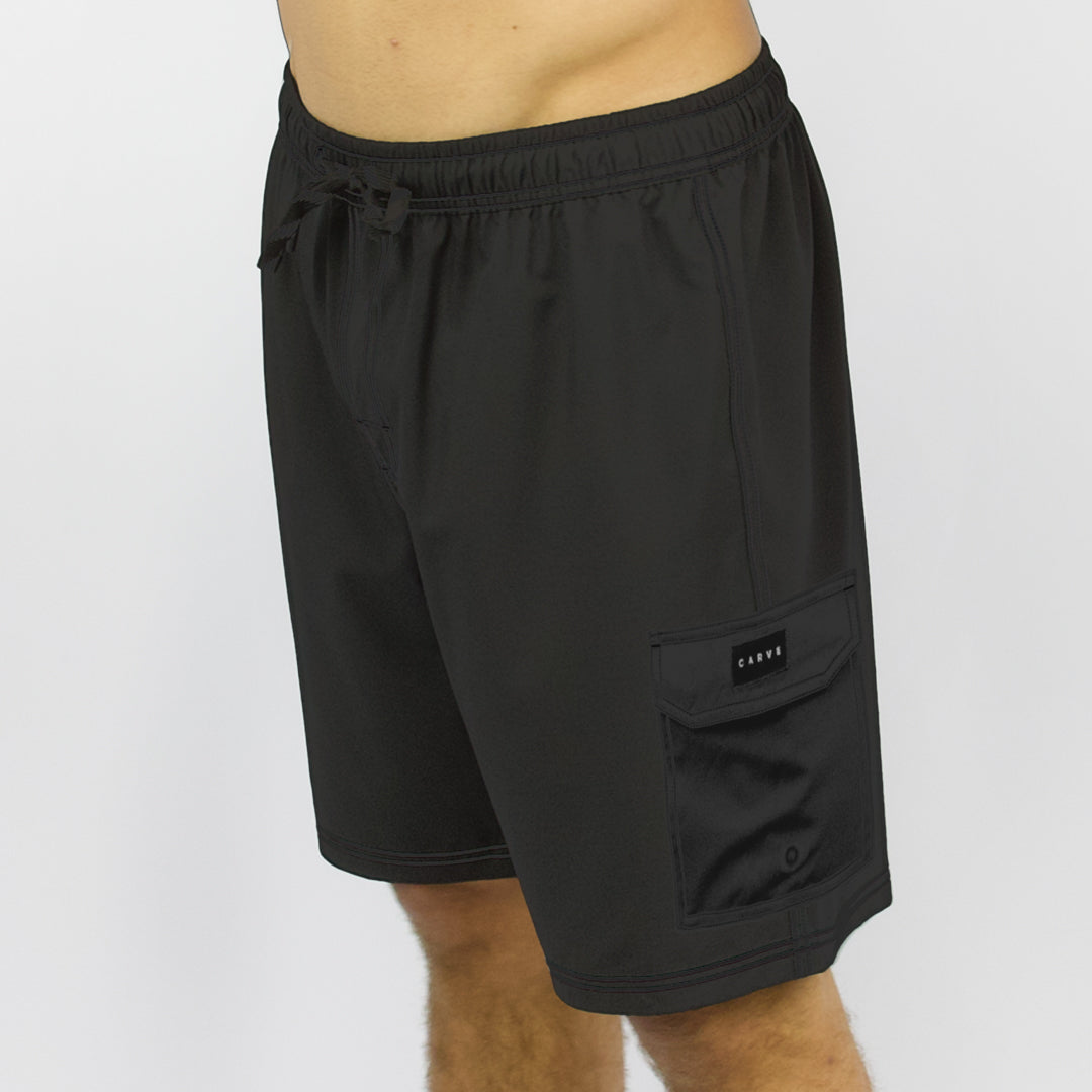 EVOLUTION - Men’s Elastic Waist Boardshorts - Black