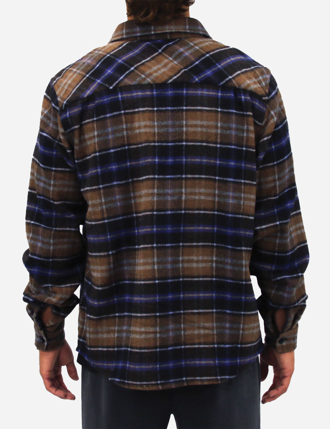 DENVER - Men’s Long Sleeve Flannel Shirt - Navy/Brown