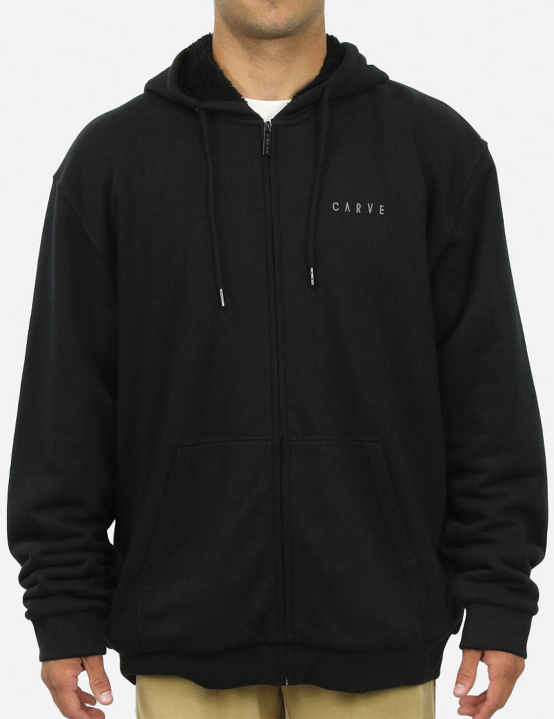 HIMALAYAN - Men’s Zip-Up Sherpa Lined Hoodie - Black