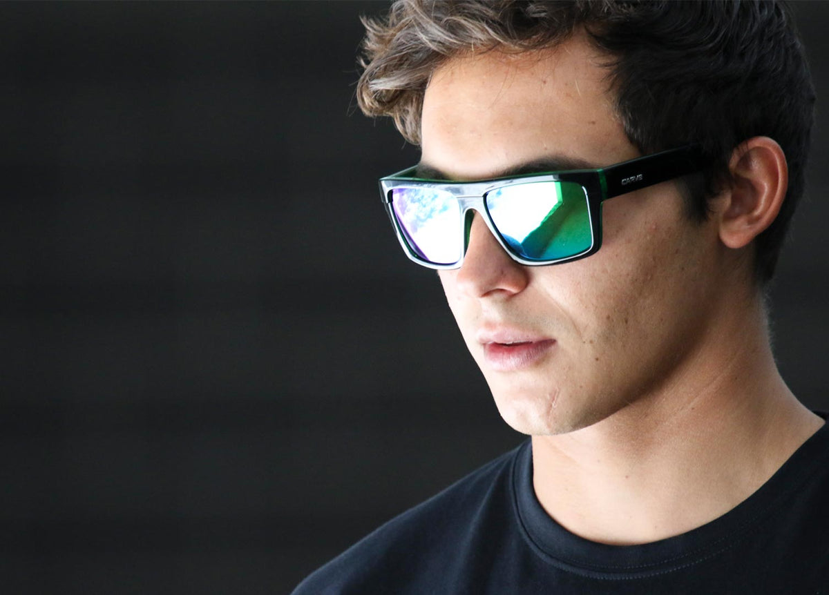 Volley - Polarized Iridium Gloss Black / Green Frame Sunglasses